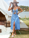 Chic Denim A-Line Spaghetti Strap Dress – Perfect for Spring & Summer Vibes