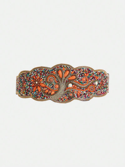 Bohemian Chic: Elegant Turquoise Floral Waist Belt for Effortless Style