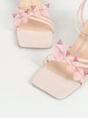 Fluttering Fabulous: Women's Pink High Heel Sandals with Butterfly Decoration