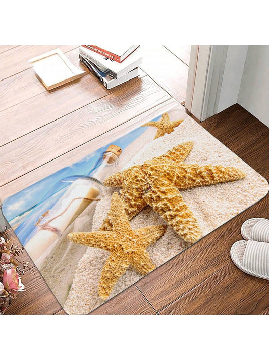Transform your home with our Nautical Charm Ocean Beach Themed Non-Slip <a href="https://canaryhouze.com/collections/rugs-and-mats" target="_blank" rel="noopener">Doormat</a>. Featuring a beautiful starfish and drift bottle print, this doormat not only adds a touch of seaside charm to any room, but also provides safety with its non-slip design. Perfect for both indoor and outdoor use, elevate your decor with our unique doormat.