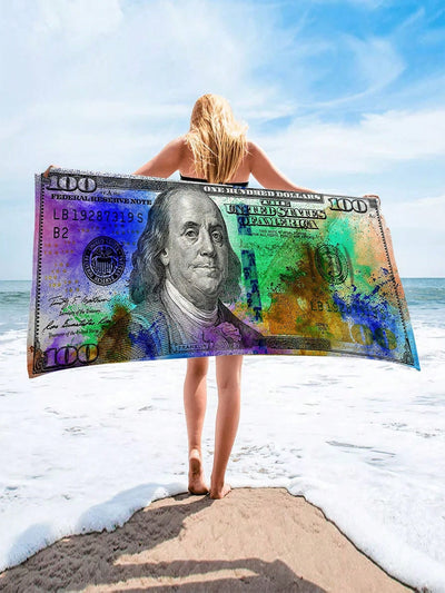 Soft Dollar Pattern Beach Towel: Your Perfect Companion for Swimming, Camping, Yoga, and Travel
