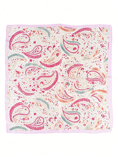 Chic and Stylish: Women's Geometric Printed Silk Square Scarf for Daily Wear