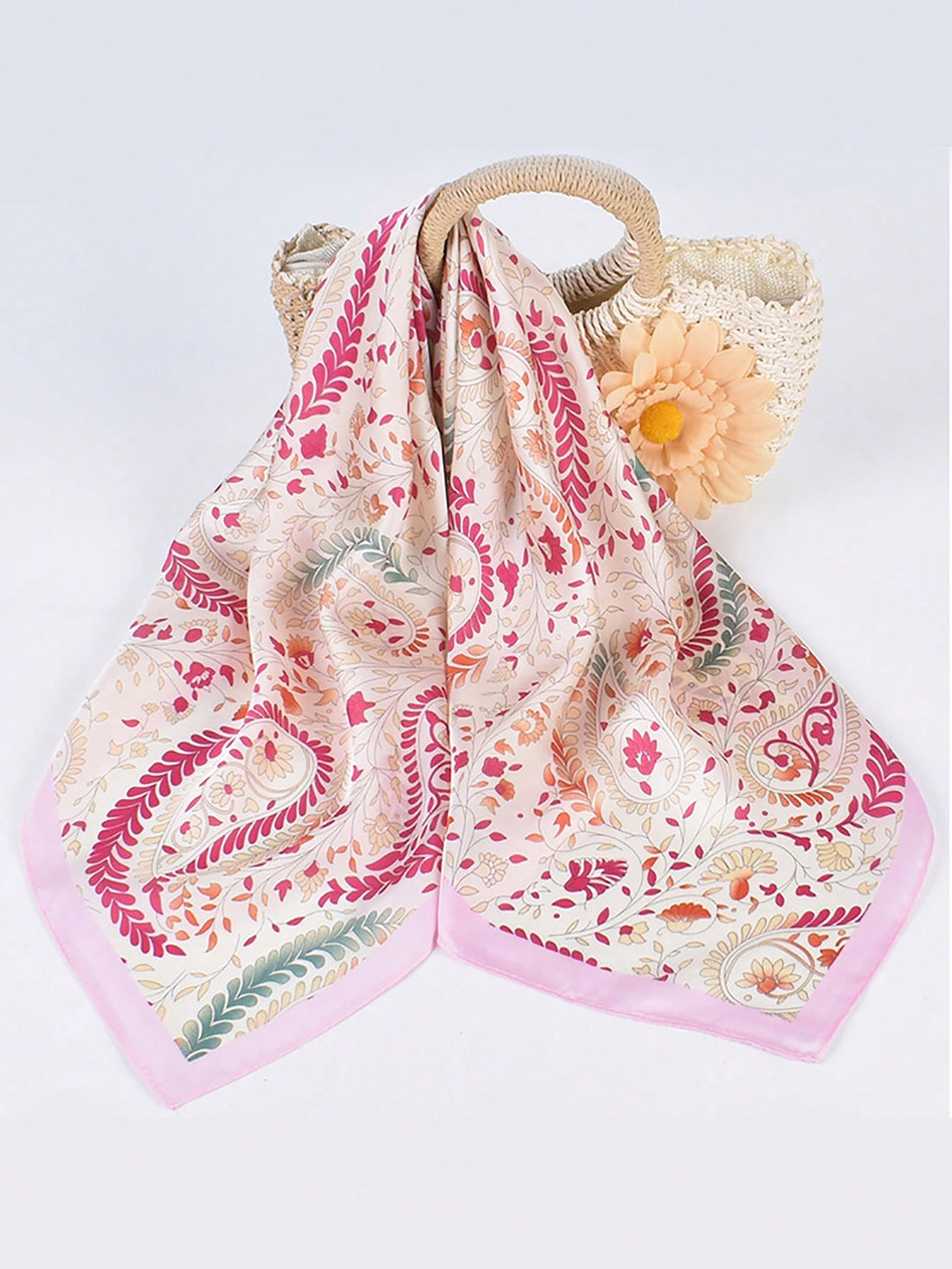 Elevate your everyday look with our Chic and Stylish Geometric Printed Silk Square Scarf. Made from luxurious silk, its geometric pattern adds a touch of sophistication to any outfit. Perfect for daily wear, this scarf is versatile and effortlessly elevates your style. Make a statement with our chic and stylish scarf today.