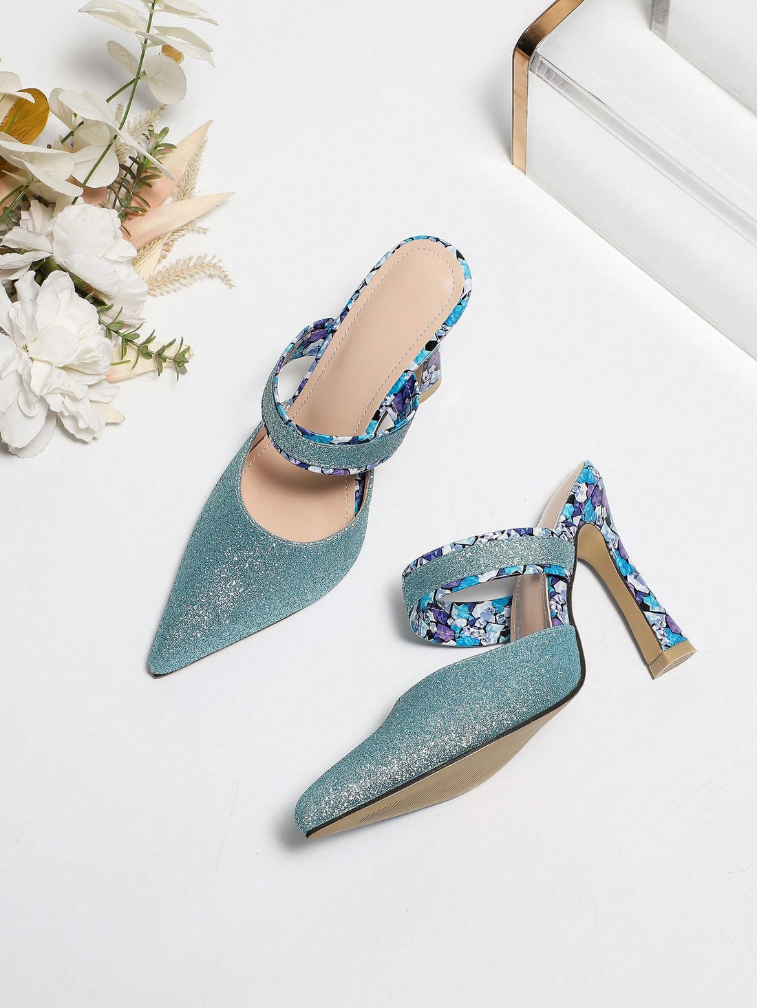 Sparkling Nights: Women's Sexy Stiletto Heels with Ankle Strap and Peep Toe Design