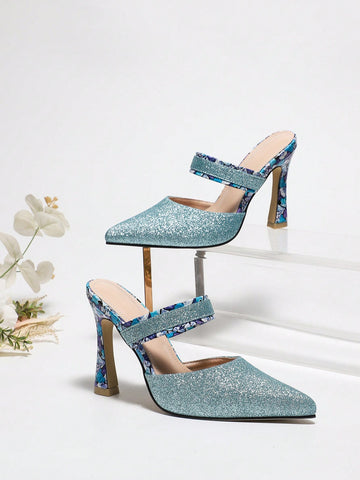 Sparkling Nights: Women's Sexy Stiletto Heels with Ankle Strap and Peep Toe Design