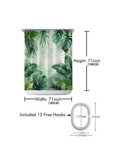 Enhance Your Bathroom with our Waterproof Printed Shower Curtain with Plastic Hooks Set