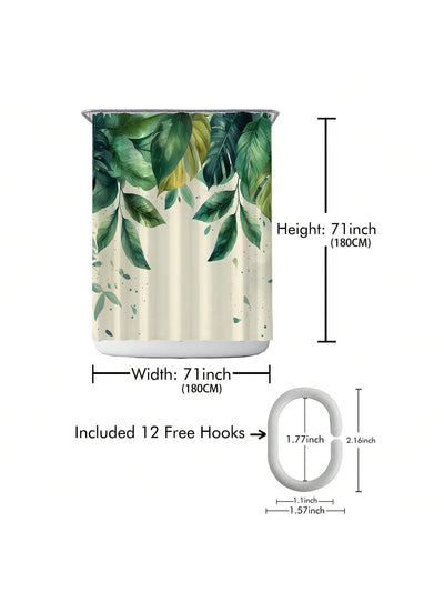 Enhance Your Bathroom with our Waterproof Printed Shower Curtain with Plastic Hooks Set