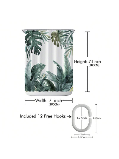 Enhance Your Bathroom with our Waterproof Printed Shower Curtain with Plastic Hooks Set