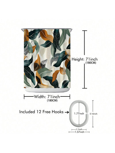 Enhance Your Bathroom with our Waterproof Printed Shower Curtain with Plastic Hooks Set