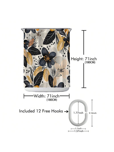 Enhance Your Bathroom with our Waterproof Printed Shower Curtain with Plastic Hooks Set