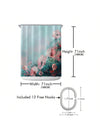 Enhance Your Bathroom with our Waterproof Printed Shower Curtain with Plastic Hooks Set