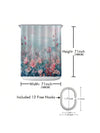 Enhance Your Bathroom with our Waterproof Printed Shower Curtain with Plastic Hooks Set