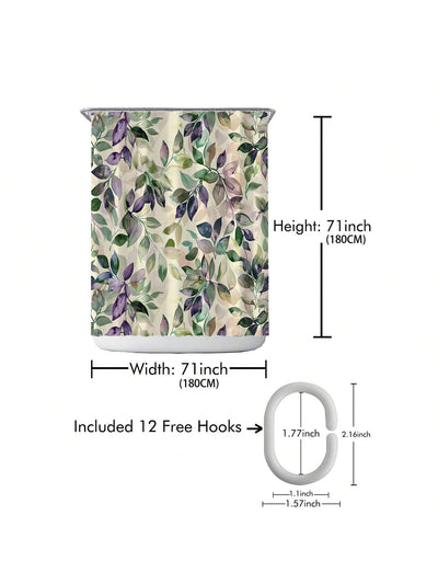 Enhance Your Bathroom with our Waterproof Printed Shower Curtain with Plastic Hooks Set