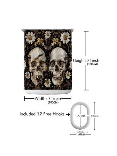 Enhance Your Bathroom with our Waterproof Printed Shower Curtain with Plastic Hooks Set