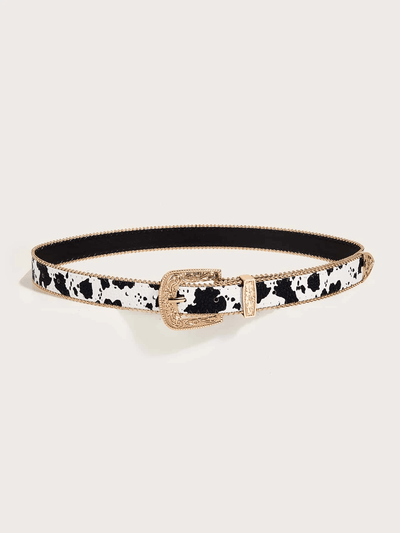 Stylish Women's Western Cow Print Beaded Belt - Complete Your Cowboy Look