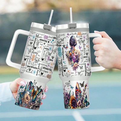 40oz Stainless Steel Insulated Car Cup: Hope, Faith, Love Themed Tumbler - Perfect Holiday and Birthday Gift!