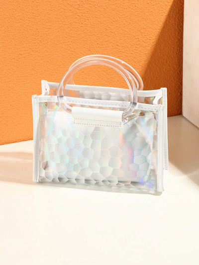 Sparkling White Stadium-Approved Transparent Bag: The Ultimate Concert & Sports Event Accessory for Women