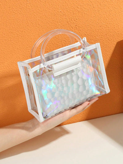 Sparkling White Stadium-Approved Transparent Bag: The Ultimate Concert & Sports Event Accessory for Women