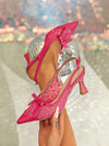 Elegant Pink Stiletto Heels with Bow Knot Detail - Perfect for Parties