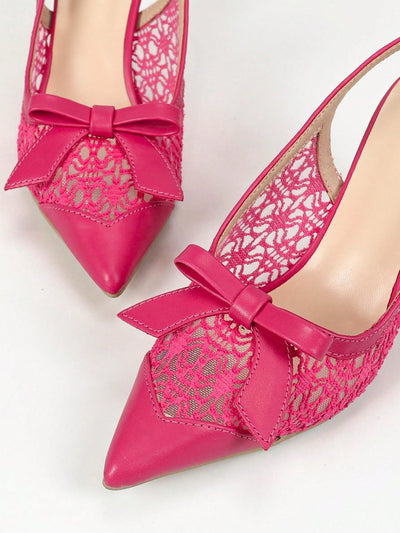 Elegant Pink Stiletto Heels with Bow Knot Detail - Perfect for Parties