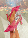 Elegant Pink Stiletto Heels with Bow Knot Detail - Perfect for Parties