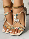 Vacation-Ready Beaded Flat Sandals: Stylish Solid Color for Women and Students