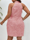 Chic Frenchy Plus Allover Print Halter Dress with Knot Side Wrap