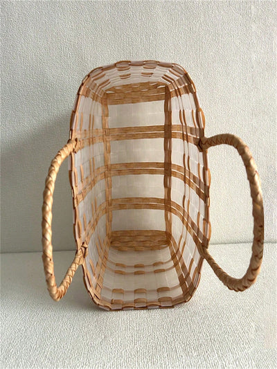 Stylish and Versatile: Transparent Dual Color Plastic Medium Weaving Bag