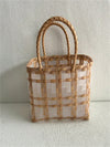 Stylish and Versatile: Transparent Dual Color Plastic Medium Weaving Bag