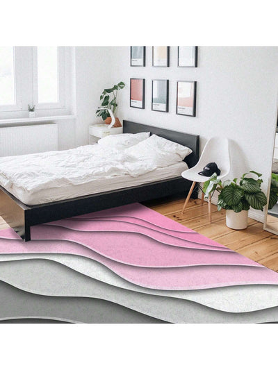 Modern Geometric Pink and Gray Area Rug Set for Bedroom and Living Room - Non-Slip, Washable, and Stylish