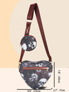 Punked Up Heart: Gothic Style Crossbody Bag with Skull Flower Print