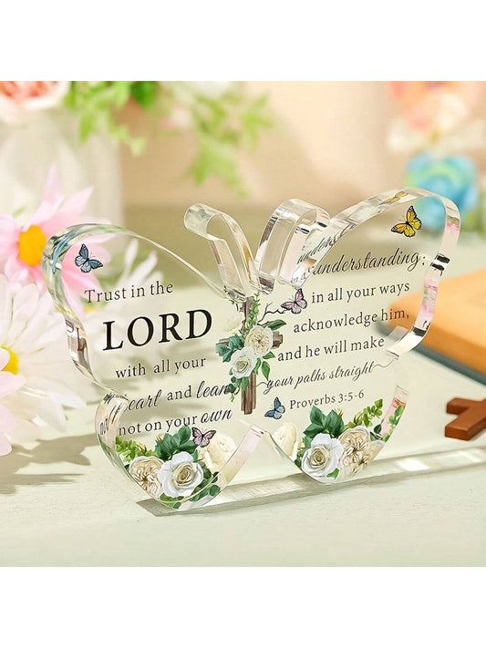 Acrylic Christian Gift: Inspiring Bible Scripture Butterfly Paperweight