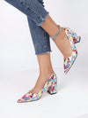 Vibrant Pointed-Toe High Heels with Chunky Heel - Euramerican Style