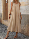 Chic and Simple: Women's Solid Color Pleated Spaghetti Strap Dress for Summer Vacation