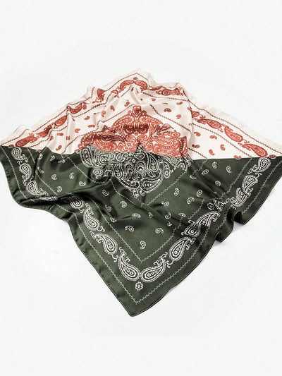 Chic and Stylish: Women's Geometric Printed Silk Square Scarf for Daily Wear