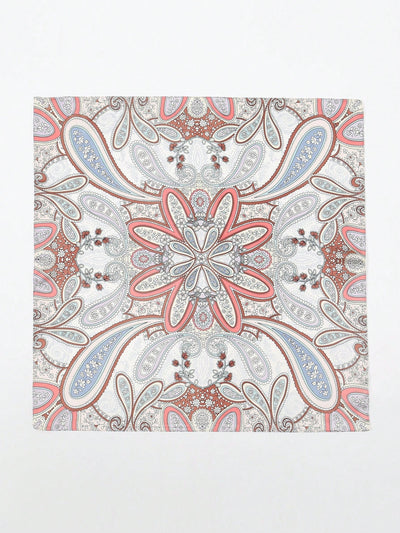 Chic and Stylish: Women's Geometric Printed Silk Square Scarf for Daily Wear