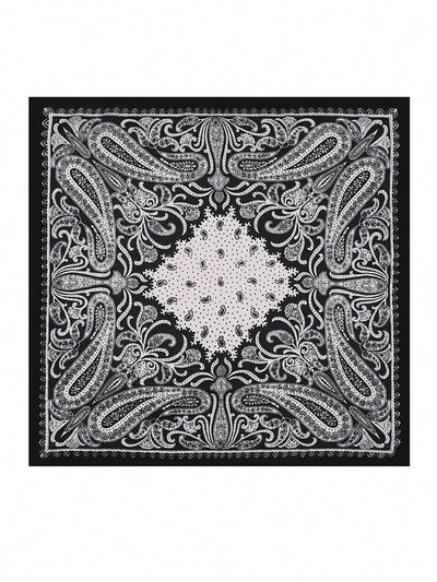 Chic and Stylish: Women's Geometric Printed Silk Square Scarf for Daily Wear