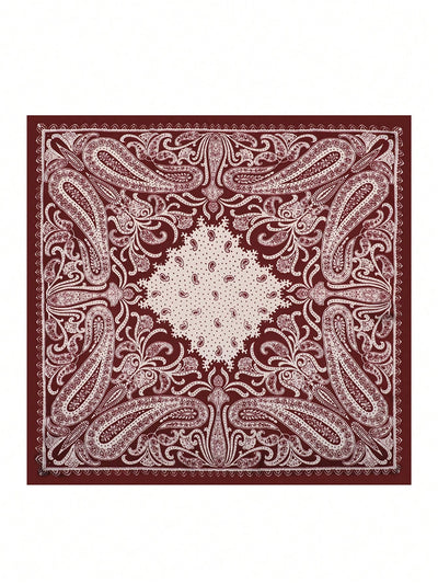 Chic and Stylish: Women's Geometric Printed Silk Square Scarf for Daily Wear