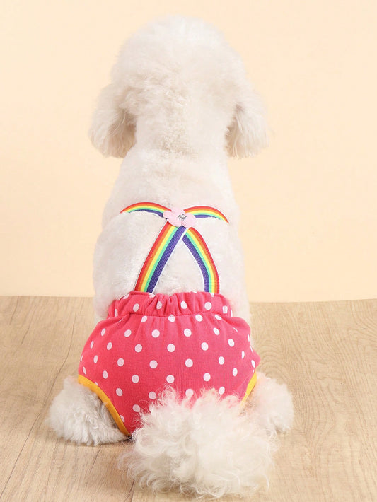 Colorful Rainbow Strap Polka Dot Dog Physiological Pants for Small Breeds