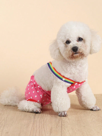 Colorful Rainbow Strap Polka Dot Dog Physiological Pants for Small Breeds