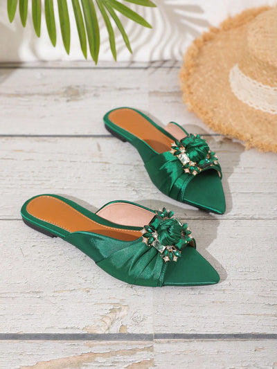 Dazzling Rhinestone Flat Sandals: Step into Style!