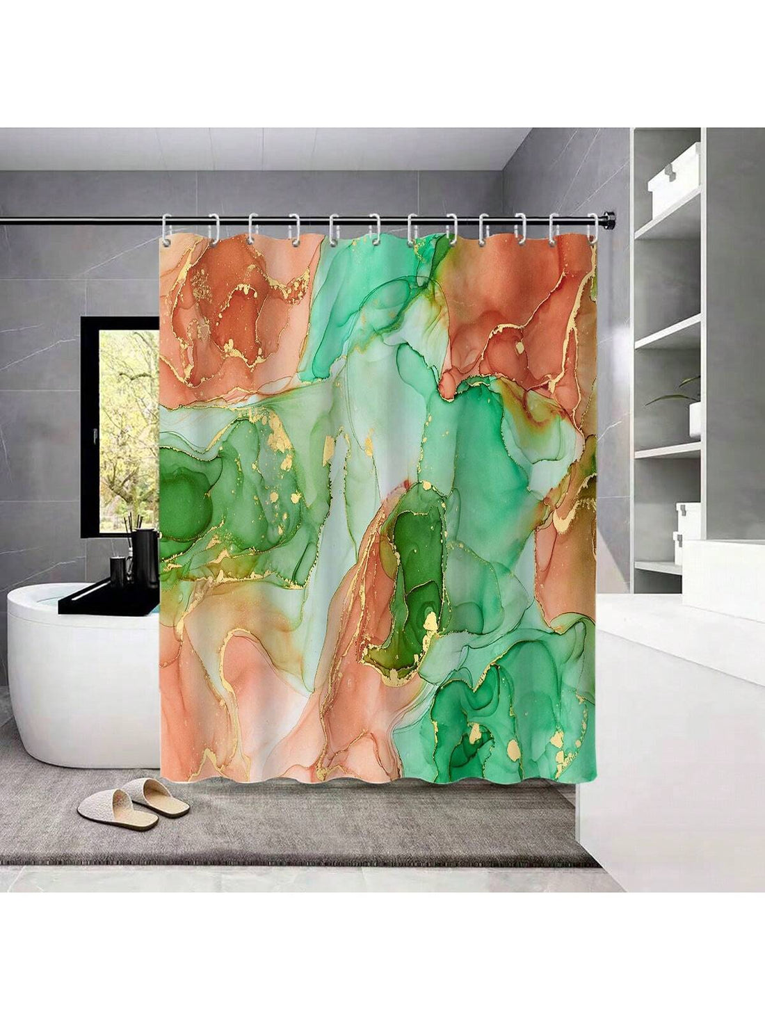 Elevate your bathroom decor with the Artistic Elegance set. Includes a printed <a href="https://canaryhouze.com/collections/shower-curtain" target="_blank" rel="noopener">shower curtain</a> and matching floor mat for a cohesive look. The water-resistant materials ensure durability while adding a touch of sophistication to your space.