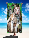 Add a touch of wild style to your beach trips with this tiger print oversized microfiber <a href="https://canaryhouze.com/collections/towels" target="_blank" rel="noopener">beach blanket</a>. Perfect for travel, swimming, yoga, and more, this versatile blanket is made of soft and absorbent microfiber material. Stay comfortable and stylish with this beach essential.