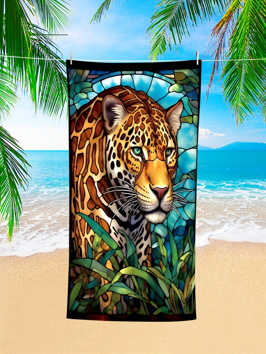 This Leopard Print Glass Window <a href="https://canaryhouze.com/collections/towels?sort_by=created-descending" target="_blank" rel="noopener">Beach Towel</a> is perfect for your summer adventures. The ultra absorbent material will keep you dry while the bold leopard print adds a touch of style. Its large size makes it great for lounging on the beach or using as a picnic blanket.