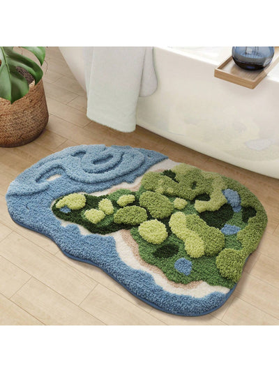 Luxurious Moss Bath Mat: Soft and Absorbent Microfiber Rug for Bathroom and Bedroom - 20"x32