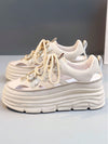 2024 Spring/Summer/Autumn New Arrival: Women's Breathable White Casual Sneakers with Thick Sole