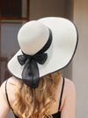 Sun-Kissed Elegance: Milk White Wide Brim Sun Hat with Bowknot Decoration