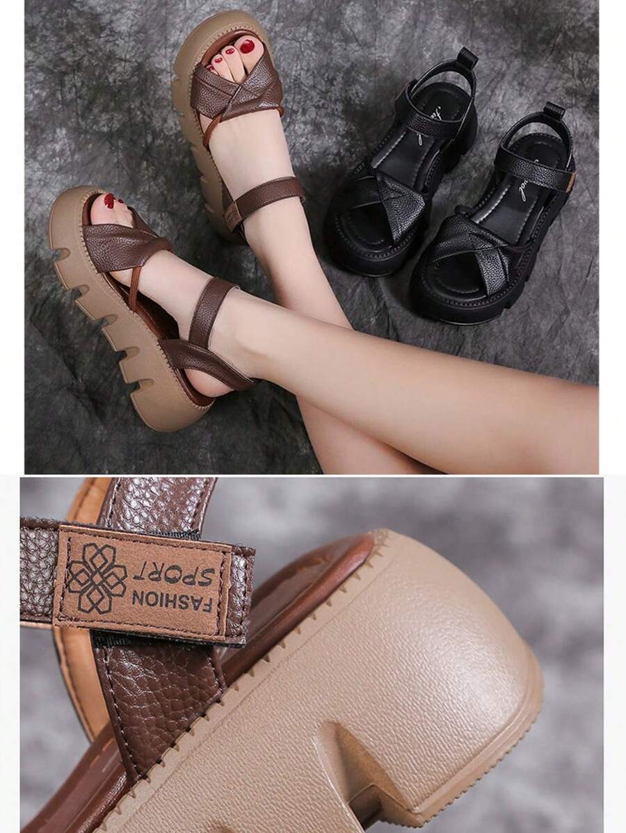 Elevate your summer style with these chic brown platform wedge sandals. Designed for comfort and confidence, they feature an open toe silhouette that keeps your feet cool while the sturdy wedge heel provides all-day support. The non-slip sole ensures stability on any surface, making them perfect for casual outings, beach days, or weekend adventures. The rich brown tone pairs effortlessly with any warm-weather wardrobe. Step into sophistication and comfort this season.