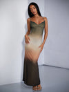 Mermaid Dreams: Women's Ombre Fish Tail Mesh Sheer Backless Cami Dress