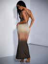 Mermaid Dreams: Women's Ombre Fish Tail Mesh Sheer Backless Cami Dress